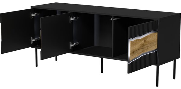 MEBLINE Komoda RTV CONTE 150 3D čierna / dub wotan