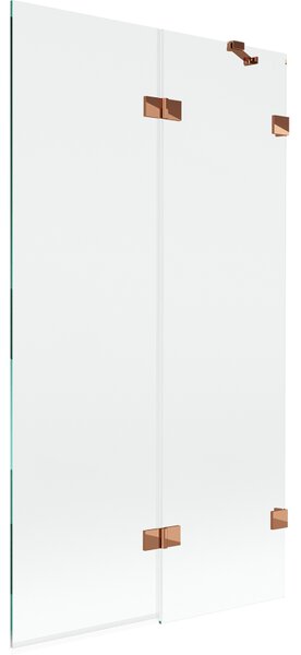 Mexen Lunar, 2-krídlová vaňová zástena pravá 100 x 150 cm, číre sklo, ružové zlato, 897-100-100-60-00-P