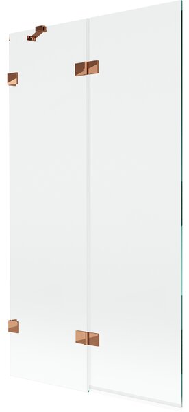 Mexen Lunar, 2-krídlová vaňová zástena ľavá 100 x 150 cm, číre sklo, ružové zlato, 897-100-100-60-00-L