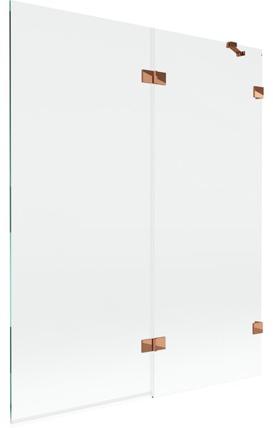 Mexen Lunar, 2-krídlová vaňová zástena pravá 140 x 150 cm, číre sklo, ružové zlato, 897-140-100-60-00-P