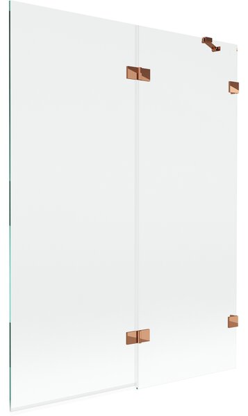 Mexen Lunar, 2-krídlová vaňová zástena pravá 130 x 150 cm, číre sklo, ružové zlato, 897-130-100-60-00-P