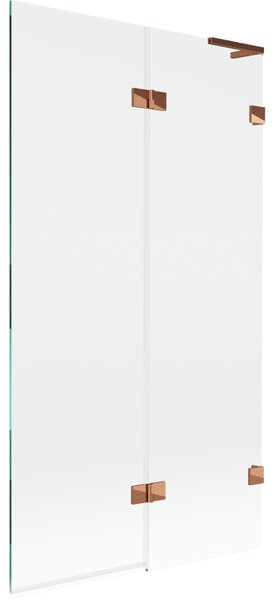 Mexen Lunar L, 2-krídlová vaňová zástena pravá 100 x 150 cm, číre sklo, ružové zlato, 897L-100-100-60-00-P