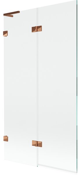 Mexen Lunar L, 2-krídlová vaňová zástena ľavá 100 x 150 cm, číre sklo, ružové zlato, 897L-100-100-60-00-L