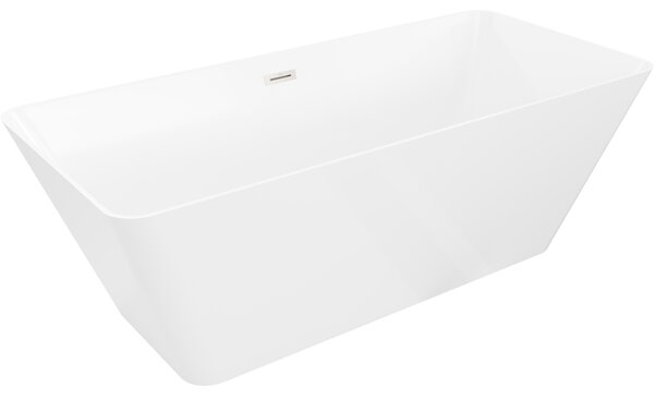 Mexen Velo Slim, voľne stojaca vaňa 170 × 75 cm, biela lesklá, oceľový prepad, 52811707500-97