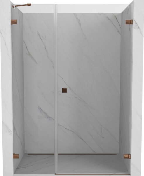 Mexen Lunar-B, pravé otočné sprchové dvere 110 cm, 8mm číre sklo, ružové zlato profil, 832S-110-050-60-00-P
