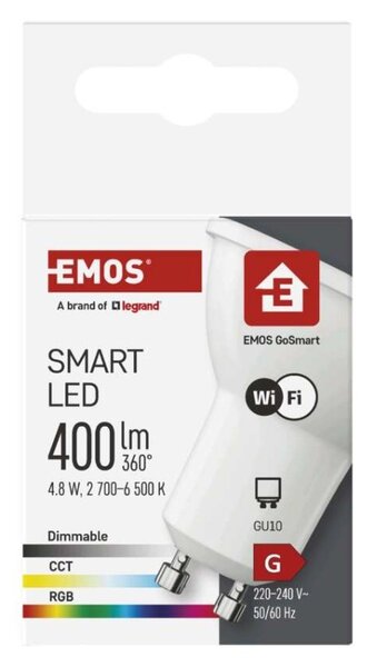 EMOS Inteligentná LED žiarovka GoSmart MR16/GU10 4,8W 230V Wi-Fi RGB stmievateľná
