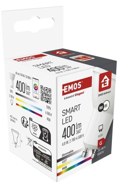 EMOS Inteligentná LED žiarovka GoSmart MR16/GU10 4,8W 230V Wi-Fi RGB stmievateľná