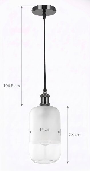 BRILAGI - LED luster na lanku RETRO GLASS 1xE27/60W/230V pr. 14 cm čierna/biela
