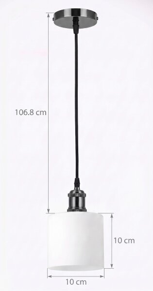BRILAGI - LED Luster na lanku RETRO GLASS 1xE27/60W/230V priemer 10 cm čierna/biela
