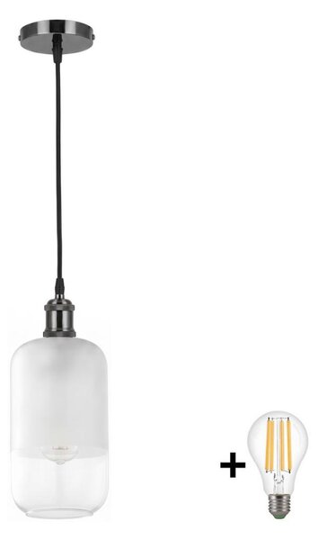 BRILAGI - LED luster na lanku RETRO GLASS 1xE27/60W/230V pr. 14 cm čierna/biela