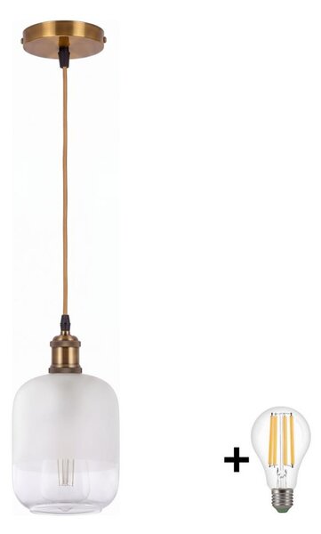 BRILAGI - Závesné LED svietidlo na lanku RETRO GLASS 1xE27/60W/230V priemer 14 cm zlatá/biela
