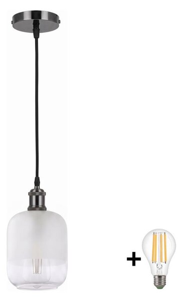 BRILAGI - LED luster na lanku RETRO GLASS 1xE27/60W/230V priemer 14 cm čierna/biela