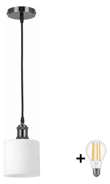 BRILAGI - LED Luster na lanku RETRO GLASS 1xE27/60W/230V priemer 10 cm čierna/biela