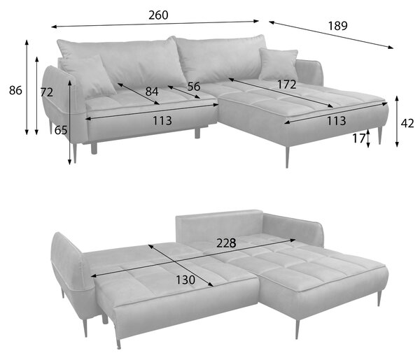 ROHOVÁ SEDAČKA, textil, sivá MID.YOU - Sedačky, Online Only