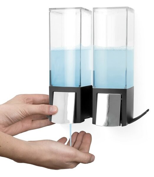 Dávkovač mydla Compactor Edge, 2 x 500 ml, čierna