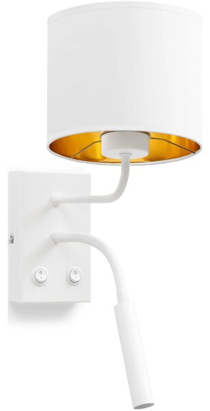 Nástenná lampa s čítacím ramenom VESPILLO - biela / zlatá