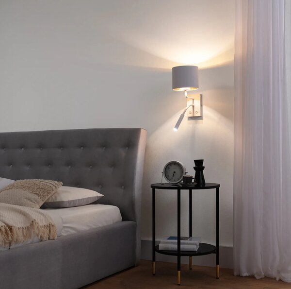 Nástenná lampa s čítacím ramenom VESPILLO - biela / zlatá