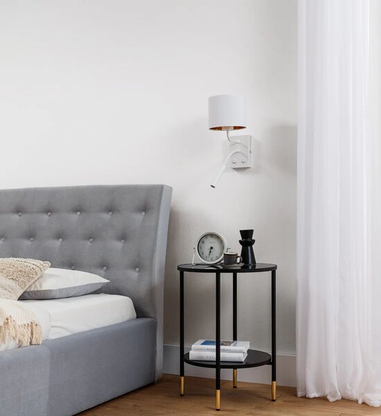 Nástenná lampa s čítacím ramenom VESPILLO - biela / zlatá