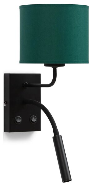 Nástenná lampa s čítacím ramenom VESPILLO - zelená / zlatá / čierna
