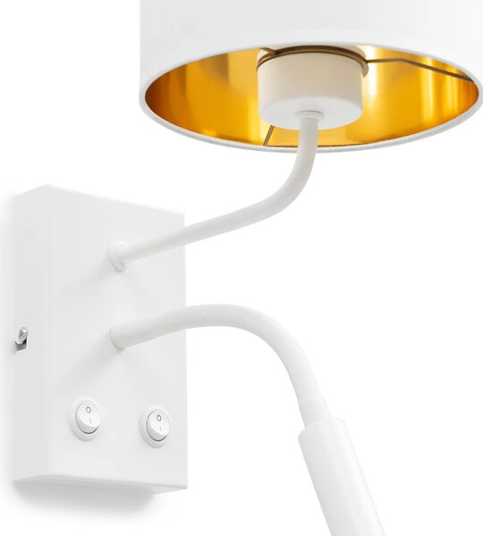 Nástenná lampa s čítacím ramenom VESPILLO - biela / zlatá
