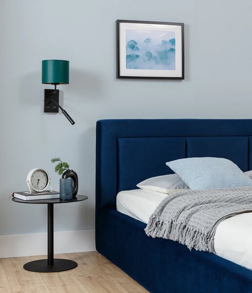 Nástenná lampa s čítacím ramenom VESPILLO - zelená / zlatá / čierna