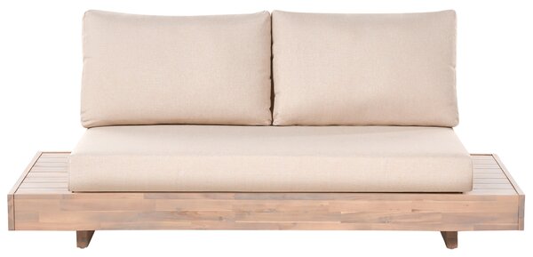 Záhradná pohovka svetlé certifikované akáciové drevo béžové vankúše 2-miestna moderný dizajn