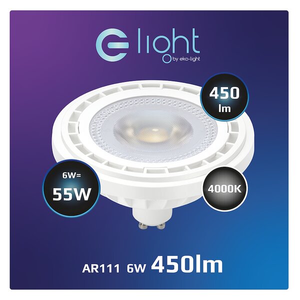 Halogénová LED žiarovka GU10 neutrálna 4000k 6w 450 lm biela