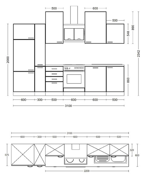 KUCHYNSKÁ LINKA VALERO 310 310 cm FlexWell - Online Only kuchyne, Online Only