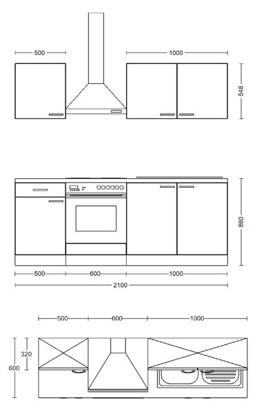 KUCHYNSKÁ LINKA VALERO 210 210 cm FlexWell - Online Only kuchyne, Online Only