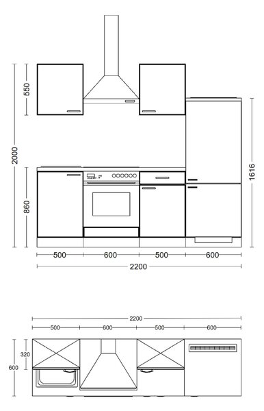 KUCHYNSKÁ LINKA VALERO 220 220 cm FlexWell - Online Only kuchyne, Online Only