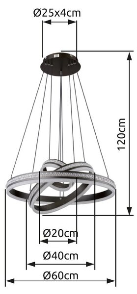 Globo 67314-70H LED závesné stropné svietidlo GROUNI | 70W integrovaný LED zdroj | 3510lm | 2700-6000K