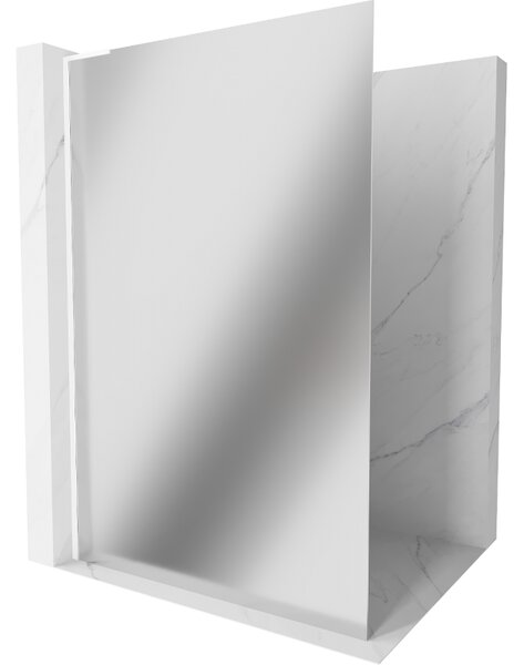 Mexen Kioto L, sprchová zástena Walk-In 70 x 200 cm, 8mm sklo vzor zrkadlo, biely profil, 800-070-103-20-50