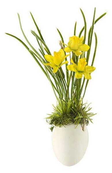 GILDE Umelé kvety narcis vo vajíčku na zavesenie žltý, 25cm