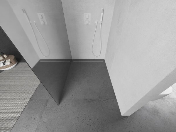Mexen Kioto L, sprchová zástena Walk-In 70 x 200 cm, 8mm sklo vzor zrkadlo, biely profil, 800-070-103-20-50