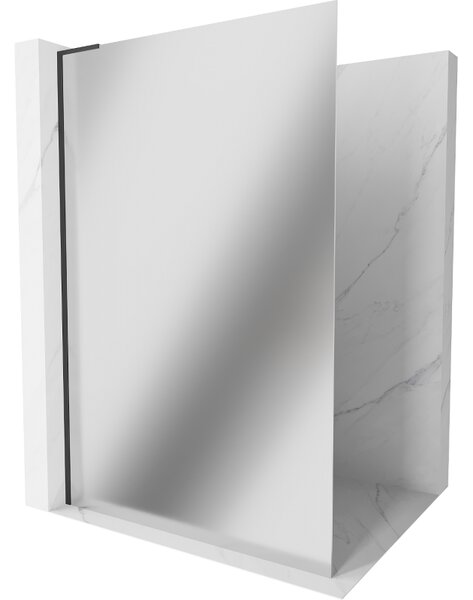 Mexen Kioto L, sprchová zástena Walk-In 70 x 200 cm, 8mm sklo vzor zrkadlo, čierny profil, 800-070-103-70-50