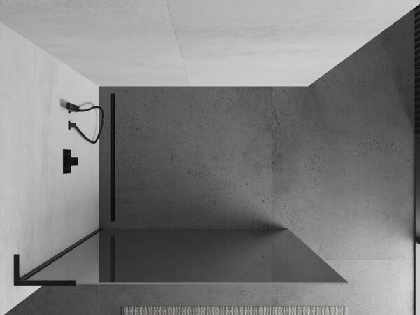 Mexen Kioto L, sprchová zástena Walk-In 70 x 200 cm, 8mm sklo vzor zrkadlo, čierny profil, 800-070-103-70-50