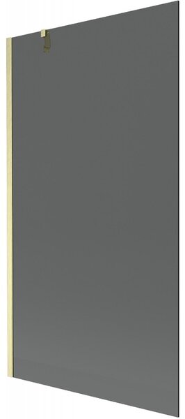 Mexen Next, 1-krídlová vaňová zástena 100 x 150 cm, 6mm šedé sklo, zlatá matná, 895-100-000-00-40-55