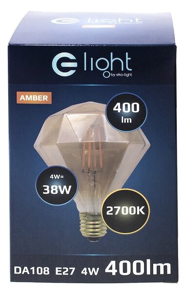 Dekoračná LED žiarovka E27 teplá 2700k 4w 280 lm diamond jantárová