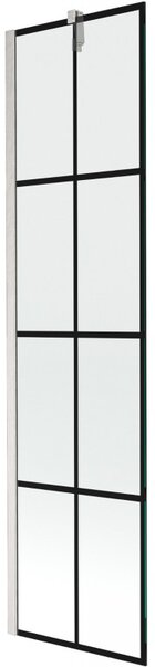 Mexen Next, 1-krídlová vaňová zástena 50 x 150 cm, 6mm číre sklo - čierny vzor, oceľová, 895-050-000-00-77-97