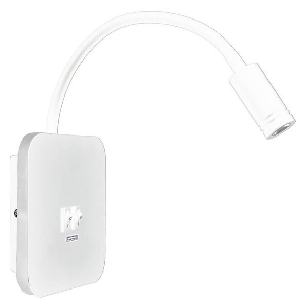 LED flexibilná nástenná lampička s USB BASE LED/8W + LED/2W/230V biela