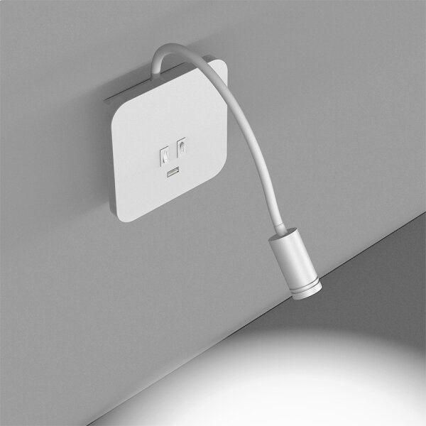 LED flexibilná nástenná lampička s USB BASE LED/8W + LED/2W/230V biela