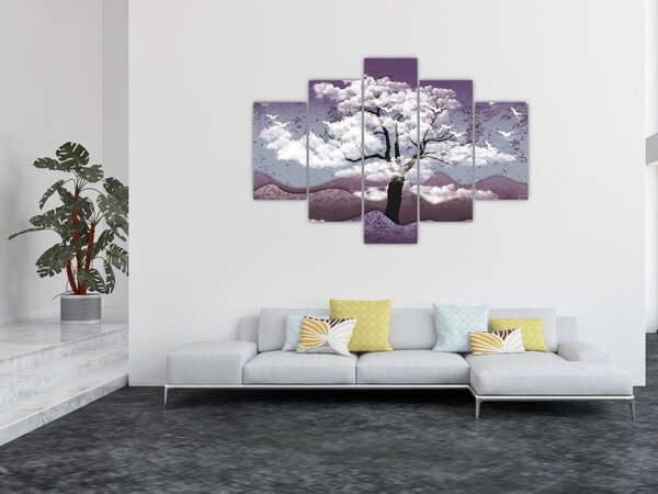 Obraz - Strom v oblakoch (150x105 cm)
