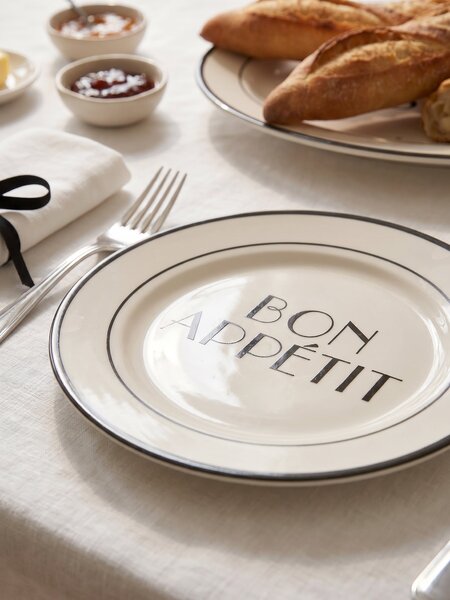 Sinsay - Keramické taniere s nápisom Bon appétit 2 pack - viacfarebná