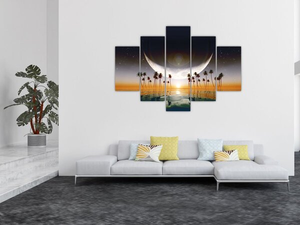 Obraz - Mesiac nad palmami (150x105 cm)