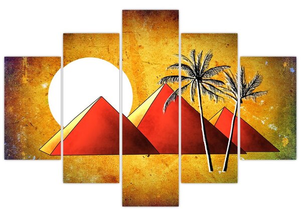 Obraz maľovaných egyptských pyramíd (150x105 cm)