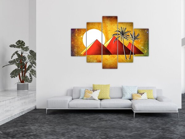 Obraz maľovaných egyptských pyramíd (150x105 cm)