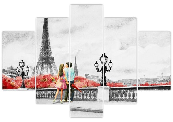 Obraz - Milenci v Paríži (150x105 cm)