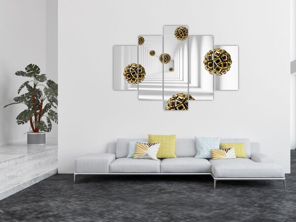 Abstraktný obraz futbalových lôpt (150x105 cm)