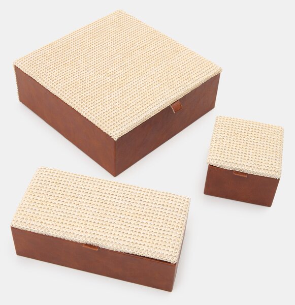 Sinsay - Úložné krabice z imitácie kože s pletenými vekami 2 pack - viacfarebná