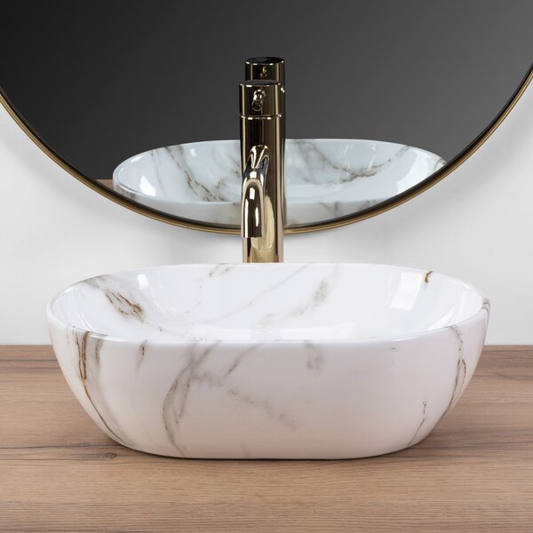 Rea Amelia, umývadlo na dosku 380x260x120mm, imitácia kameňa Shiny Aiax, REA-U9107